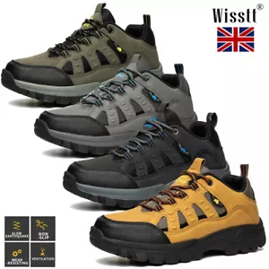 Mens Leather Mesh Trekking Trainers Shoes Outdoor Hiking Boots Walking Sports DM - Picture 1 of 45