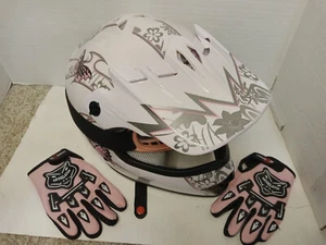 Youth ATV Helmet DOT Kid Pink White Motocross S Full Face Off-Road Racing - Picture 1 of 10