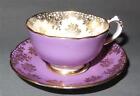 Paragon China Coffee Cup & Saucer Purple & Gold HM Queen Mary 1939-49