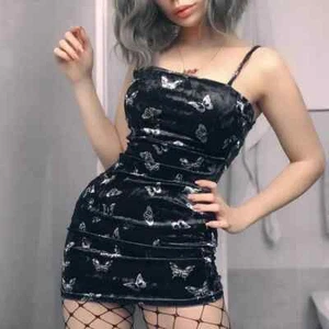 Gothic Mini Dress with Butterfly print, Slim fit, Clubwear, Punk, BNWT - Picture 1 of 11