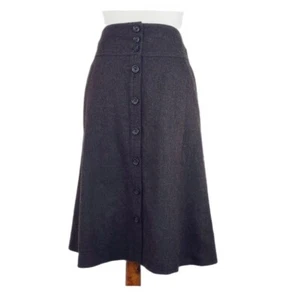 Falda Banana Republic Talla 2 Forrada Negra/Gris Mezcla Lana Botón Bolsillos Delanteros - Imagen 1 de 12