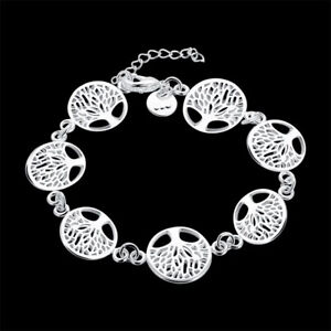 925 Silber Plattiert Lebensbaum Anhänger Armband Schmuck Damen Bettelarmband