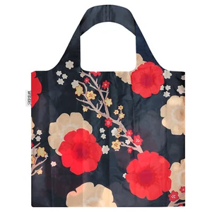Wrapables Large Reusable Shopping Tote Bag with Outer Pouch, Midnight Floral - Picture 1 of 9