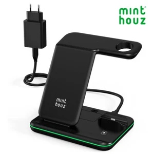 Minthouz Phone Wireless Charger 18W Fast Charging Station for iWatch/AirPods NEW - Picture 1 of 10