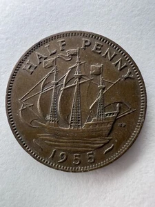 Great Britain half penny 1/2 penny 1955 (A4) - Picture 1 of 2
