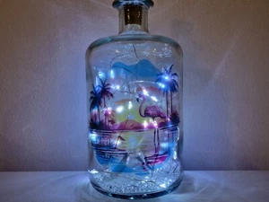 Flamingo bottle lamp, light up home decor gift. - Picture 1 of 8