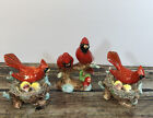 Vtg Napco Ceramics Cardinal S- 1406 & Nest Birds Figurine 3 Pc Set  D-1783 Japan
