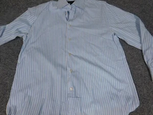 Express Mens Shirt Medium Blue striped button down stretch - Picture 1 of 12