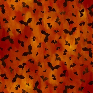 All Hallows Eve Halloween cotton Quilt fabric QT 28804-O Toss Bats on Orange 29" - Picture 1 of 8