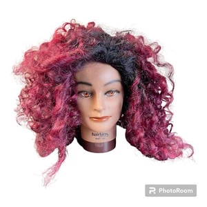 Model+Model Cork Screw Curl Ombre Black Red Wig Heat Safe Change of Hairstyle - Picture 1 of 12
