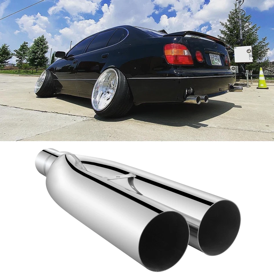 Punta de escape para GS 400 430 1997-2005 2,5" in 3,5" out 19" Long Dual Blast Pipes Foto 1 de 4