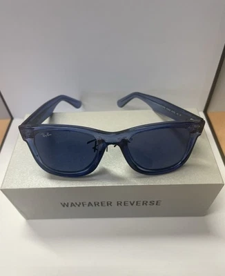 Ray-Ban REVERSE WAYFARER Polished Blue on Dark Blue Lens RB0502S 6708/3A NEW - image 1 of 4