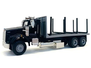 Kenworth T800 Stake Bed Truck Black 1/87 (HO) Plastic Model Car by Promotex - Picture 1 of 3