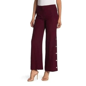 La Ligne Women's Wide Leg Snap Leg Pants in Burgundy Size 4 MSRP $325 - Picture 1 of 5
