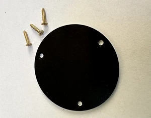 Genuine Gretsch Round Plastic Toggle Cover Back Black with Gold Plated Screws - Bild 1 von 1