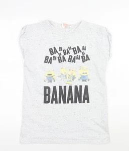 Despicable Me Teens White T-Shirt Size 6 Minions Crew Neck - Picture 1 of 12