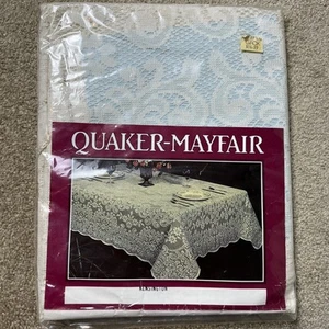 VTG NIP Quaker Mayfair 70” ROUND Lace Tablecloth Natural Ivory Made In USA - Picture 1 of 6