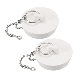 2 Pcs Tub Stoppers Rubber Bathtub Stoppers Drain Plug 1-5/8" to 1-3/4" White - Picture 1 of 6