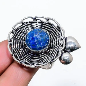Lapislázuli Gema Hecho a Mano 925 Plata de Ley Joyería Anillo Tamaño 10.5 - Imagen 1 de 5