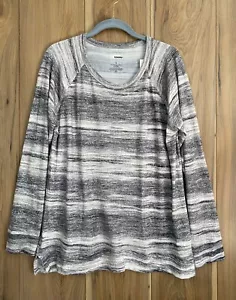Sonoma The Super Soft Top Pullover Women's Size L Gray Black White Long Sleeve - Picture 1 of 7