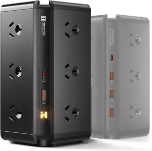 HEYMIX Tower Power Strip USB, USB C Powerboard Surge Protector 12-Outlet, 24W... - Picture 1 of 6