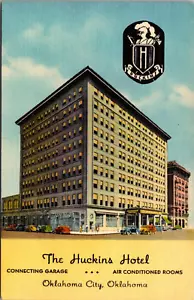 OKLAHOMA CITY, OKLAHOMA - HUCKINS HOTEL - VINTAGE LINEN POSTCARD - Picture 1 of 2