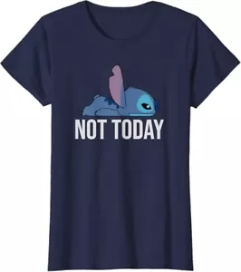 Disney Girls Lilo & Stitch Not Today Short Sleeve Tee T Shirt Navy Blue XS 3/4 - Picture 1 of 6