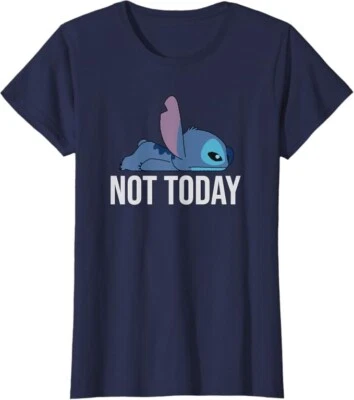 Disney Girls Lilo & Stitch Not Today Short Sleeve Tee T Shirt Navy Blue XS 3/4 - Image 1 of 4