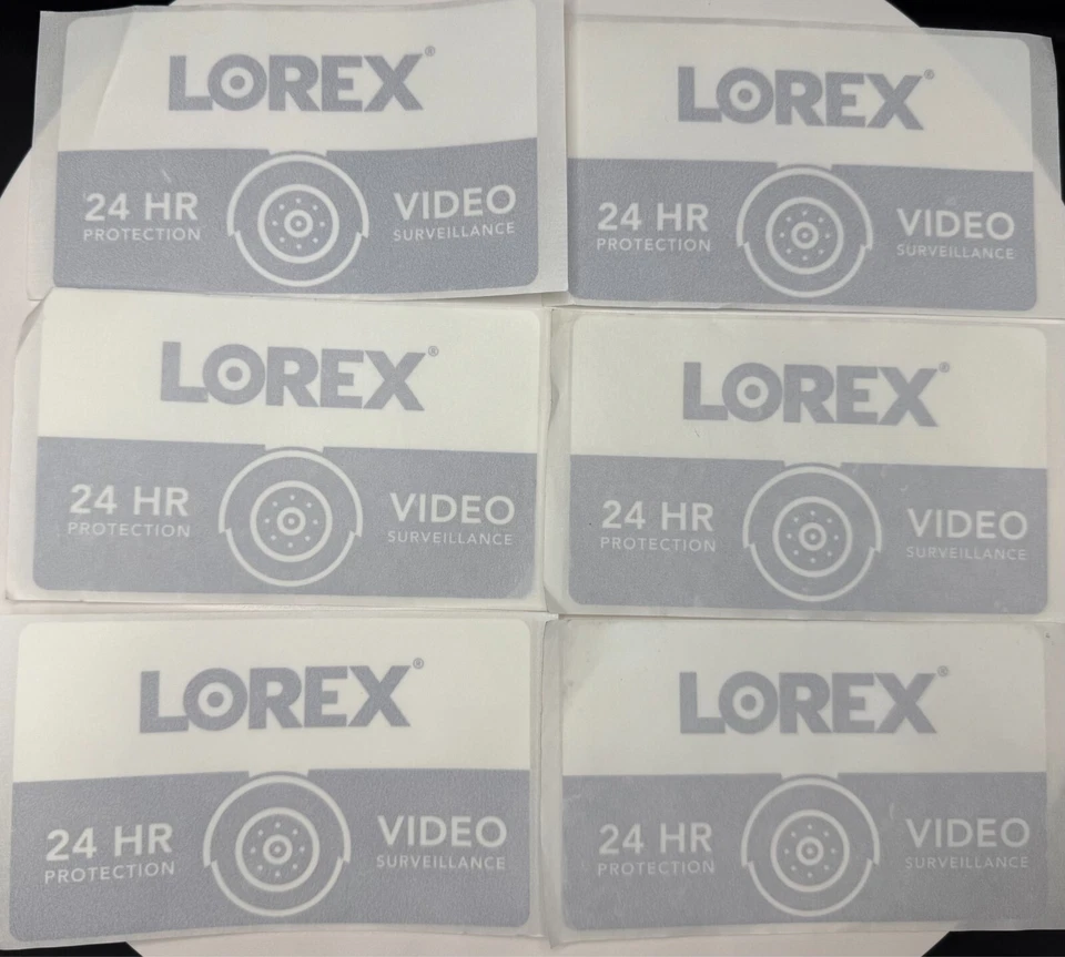 LOTE DE 6 adesivos adesivos para janela Lorex 24 HR proteção videovigilância - Imagem 1 de 1