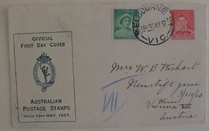 AUSRALIA FDC 1937 MY 10 MELBOURNE 21 CAT $ 25.00 - Picture 1 of 1