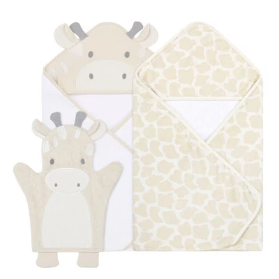 3pc Little Haven Baby/Nursery 2-Hooded Towels & Wash Mitt Set Safari Dreams - image 1 of 4