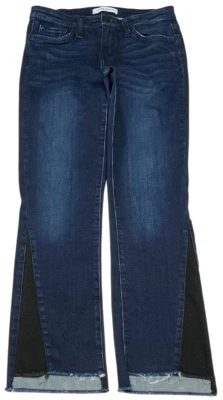 Jeans Flying Monkey para mujer (28) azul lavado oscuro dobladillo escalonado recortado acampanado elástico Foto 1 de 4