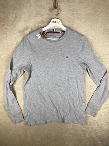 Tommy Hilfiger Casual T-Shirts Top Size XS Mens Grey Logo Long Sleeve - Picture 1 of 11