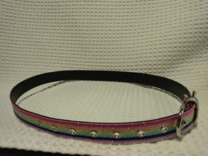 Unbranded GIRLS Rainbow Multi-Color Fabric Ribbon Glitter Belt, 36 inch - Picture 1 of 8