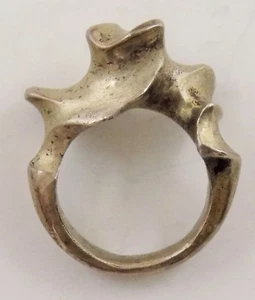 ANTIKER SCHWERER MASSIVER DAMENRING STERLINGSILBER 925 ABSTRAKT SAMMLERSTÜCK UNIKAT - Bild 1 von 5