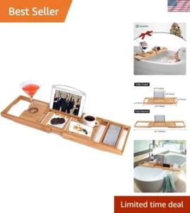 Bamboo Bathtub Caddy Tray Bath Tray for Tub, Adjustable Bathroom Bathtub Orga... - Picture 1 of 10