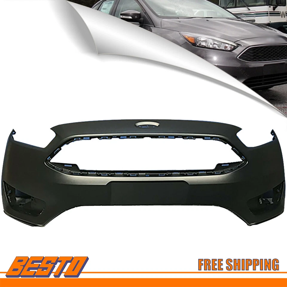 For Ford Focus 2015 2016 2017 2018 Front Bumper Cover Plastic W/O Sensor Holes - Image 1 of 4