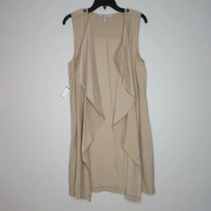 BCBGeneration Women's Sleeveless Open Front Draped Waterfall Vest Sand Sm B28 - Picture 1 of 16
