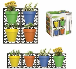 Wall Mount 4 Planter Set Outdoor or Indoor Coloured Pots waterproof & fade proof - Picture 1 of 6