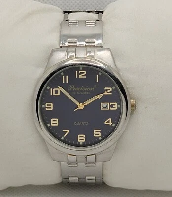 Reloj de expansión para hombre Precision by Gruen clásico redondo tono plateado esfera azul J1 Foto 1 de 4