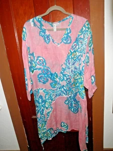 Wintersun Gr. L Art-to-WearPink/blau Haifischunterteil Saum Strandtunika - Bild 1 von 3