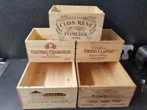 5 PACK OF MIXED GENUINE FRENCH WOODEN WINE CRATES BOXES HOME OFFICE STORAGE....