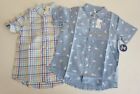 THE CHILDREN'S PLACE BOYS POPLIN BUTTON UP SHIRTS SMALL MULTICOLOR LOT OF 2 NWT!