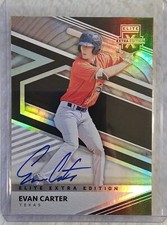 Rangers Evan Carter Mint 2020 Panini Elite Extra Edition On-Card Auto RC