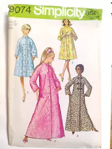 Robe Gown Housecoat 16 Simplicity 9074 Sewing Pattern Cut VTG 70s Long Short - Picture 1 of 10