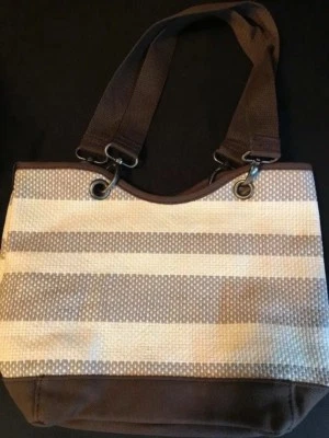 Bolsos de mano - Mini de lona en rayas de paja topo Foto 1 de 4