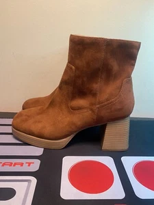 BP Women Keyla Platform Ankle Boots Size 10M Brown Faux Suede Block Heel Booties - Picture 1 of 9