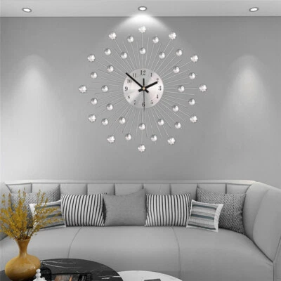 Crystal Round Wall Clock Watch Home Office Living Room DIY Wall Art Decor - Image 1 of 4