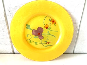 Plato Dibbern Alemania Vidrio Amarillo 13" con Centro Floral - Imagen 1 de 5