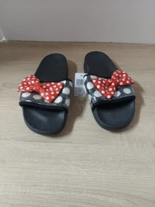 Sandali Disney Parks Minnie Mouse a pois paillettes fiocco nero rosso bianco taglia 7 - Foto 1 di 7